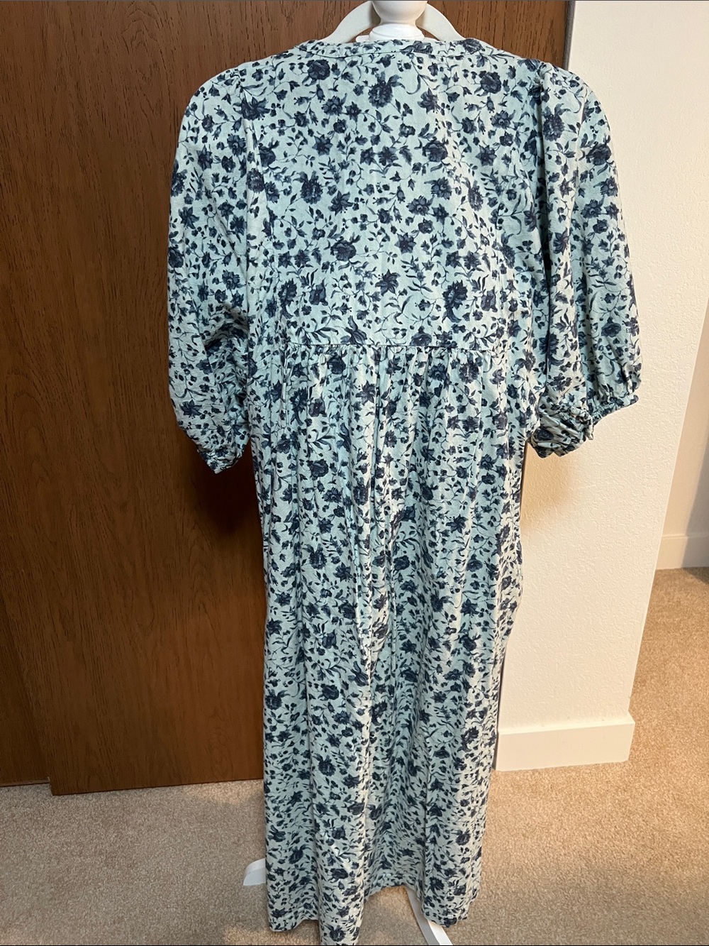 Floral Puff-Sleeve Cotton Dress - Picture 4 of 6